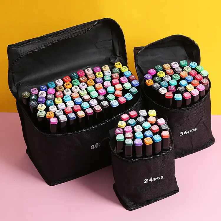 TouchFive 24/36/48/60/80 Warna Sketsa Spidol Umum General Marker Set Animation Markers / Twin Market Set Spidol Pen