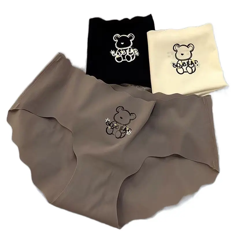 Set 10 Quần Lót Nữ Su Lạnh Viền Sóng Hình Gấu Bear 5 Màu A30 3