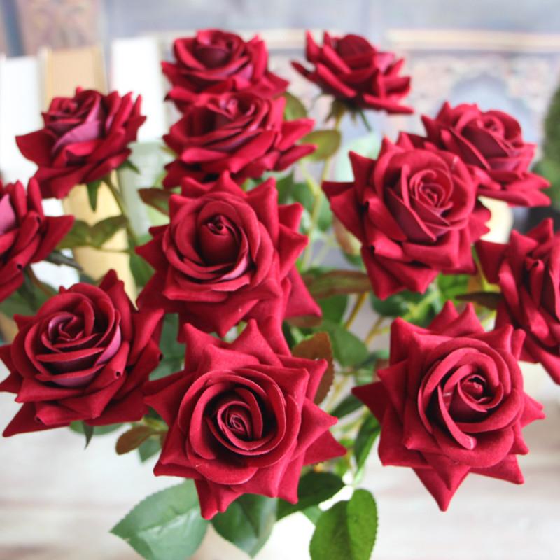 Hoa giả - combo 10 hoa hồng lụa cánh xoắn cao cấp cành 1 bông (46cm) decor, trang trí nhà cửa