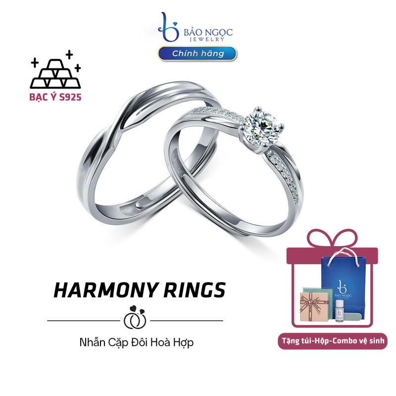 Nhẫn đôi với người yêu - Harmony Rings Tình Yêu Hoà Hợp nhẫn bạc cặp đôi S925 cao cấp món quà tình yêu ý nghĩa - ND2769 Bảo Ngọc Jewelry