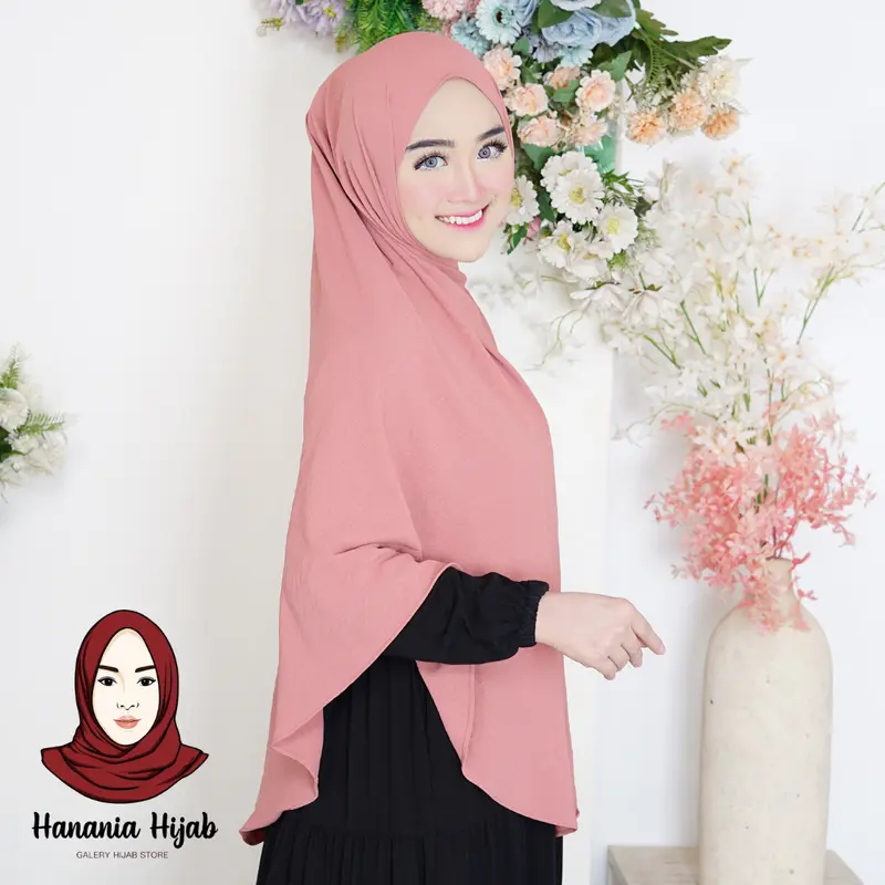 Pashmina Humaira Oval Jumbo Syar'i 200x120 Crinkle Airflow Premium By Hanania Hijab Kerudung Syari Panjang Muslim Basic Hitam Empat 5