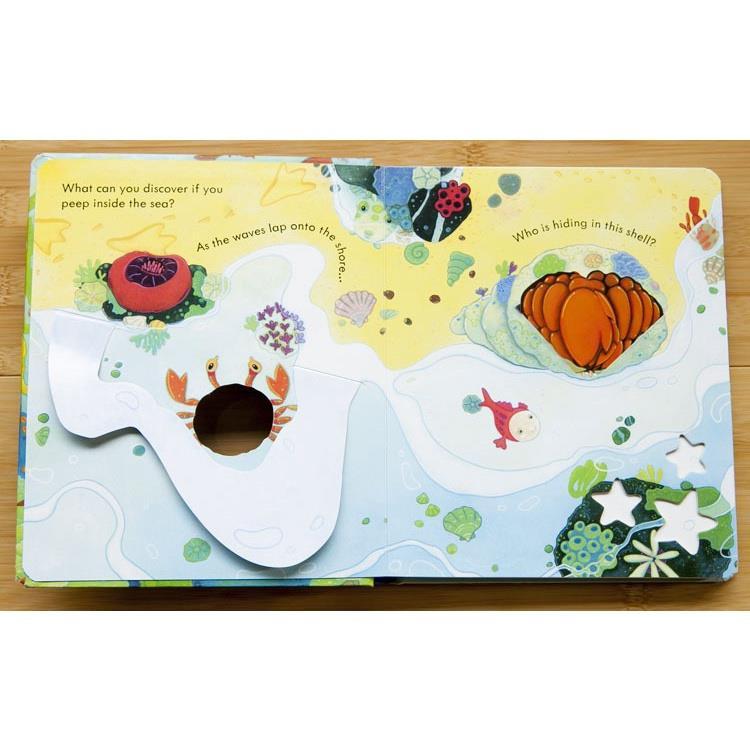 Product Introduction of Wholesale 42 Titles Usborne Peep Inside Kids Toddler Books Baby Toy Book Coral Helicopter Space/Fairy Tales/Garden 48