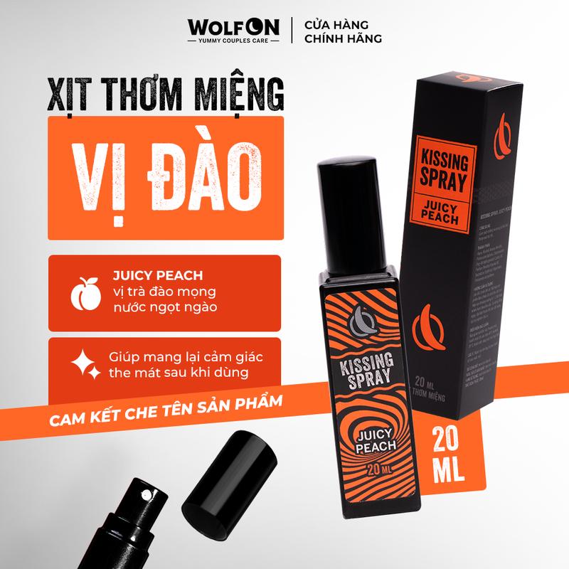Xịt Thơm Miệng Kissing Spray Wolf ON Hương Juicy Peach Vị Đào Mọng Ngọt Ngào Thơm Mát Sảng Khoái, Nhỏ Gọn 20ml