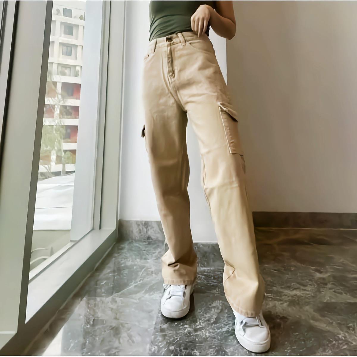 LS-Celana Kulot Cargo Jeans Wanita Celana cargo Panjang