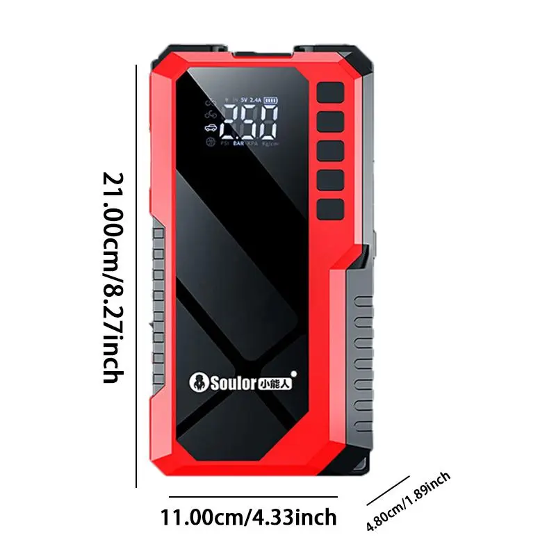 Car Jump Starter with Air Compressor, 2500A Peak Car Battery Booster, 100W Tire Inflator, Portable Power Supply for Gasoline/Diesel Vehicle, Automotive Jump Starter Pack, Car Essentials 1