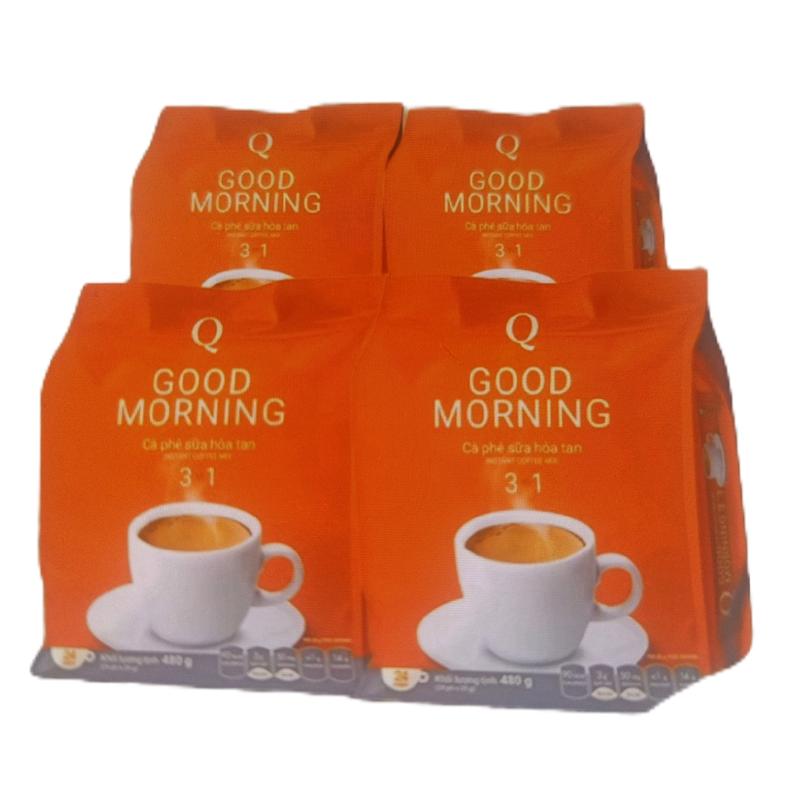Combo 4 bịch cà phê Good Morning 3in1 bịch 480g×24 gói Cafe Coffee tách béo như ý trần quang ống mono lab chapman vị sữa cheka