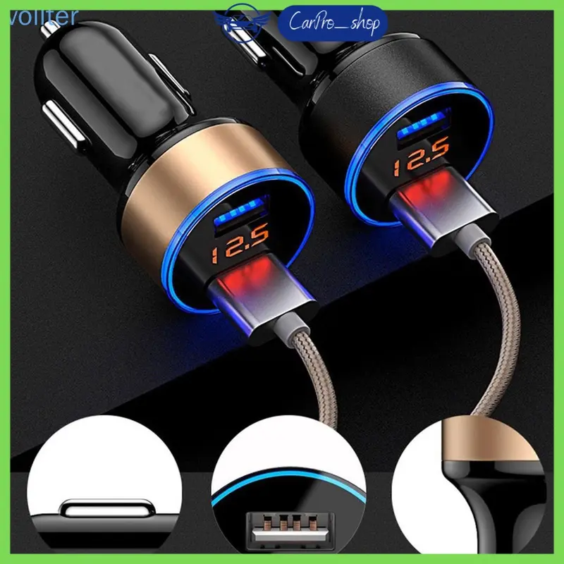 Tẩu sạc nhanh ô tô, sạc oto xe hơi 2 cổng USB có đèn hiển thị vôn Phụ Kiện 5