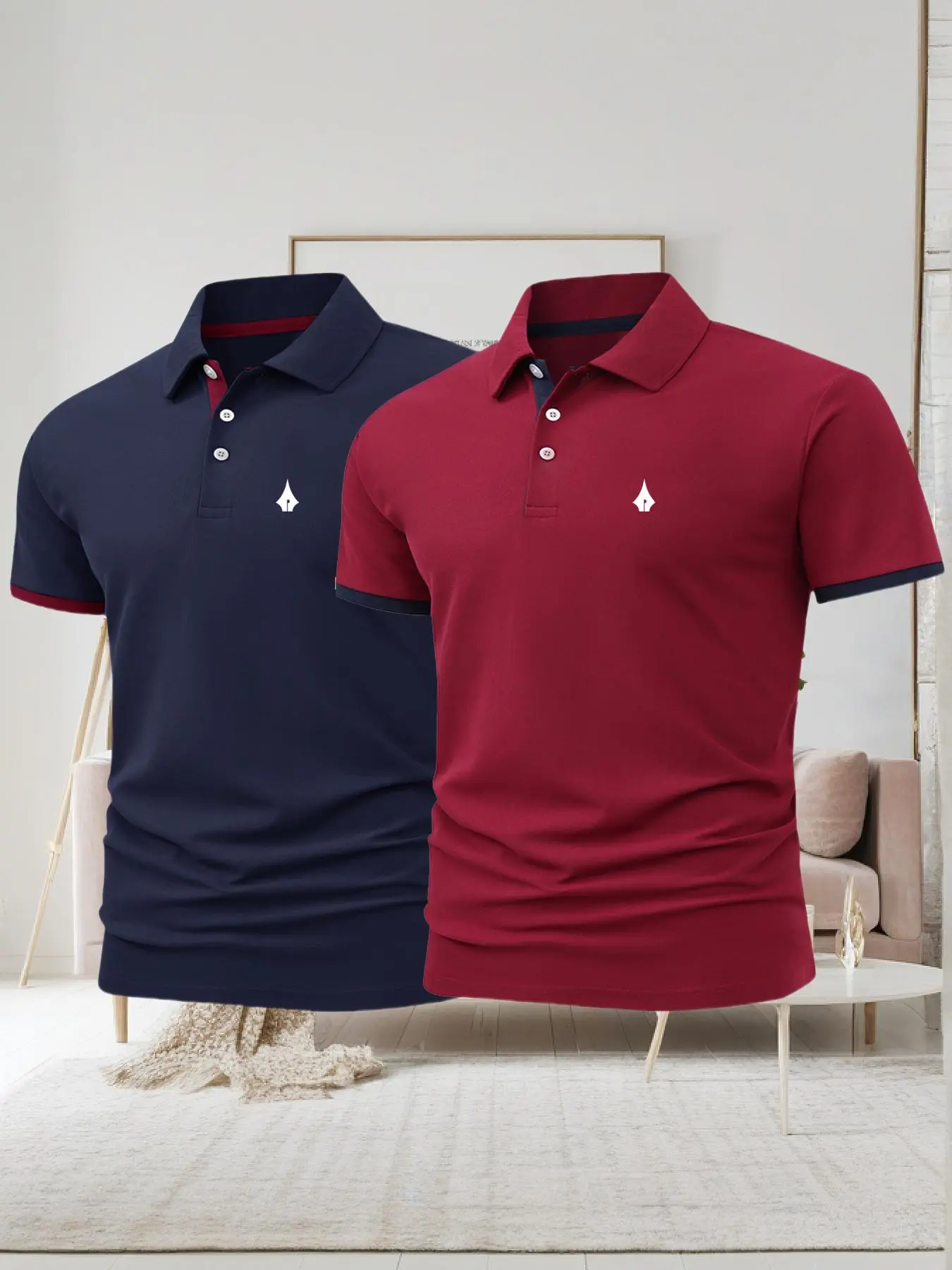 Men's Regular Fit Geometric Print Polo Shirt, Casual Short Sleeve Collared Top for Summer, Fashion Men's Clothes for Daily Wear