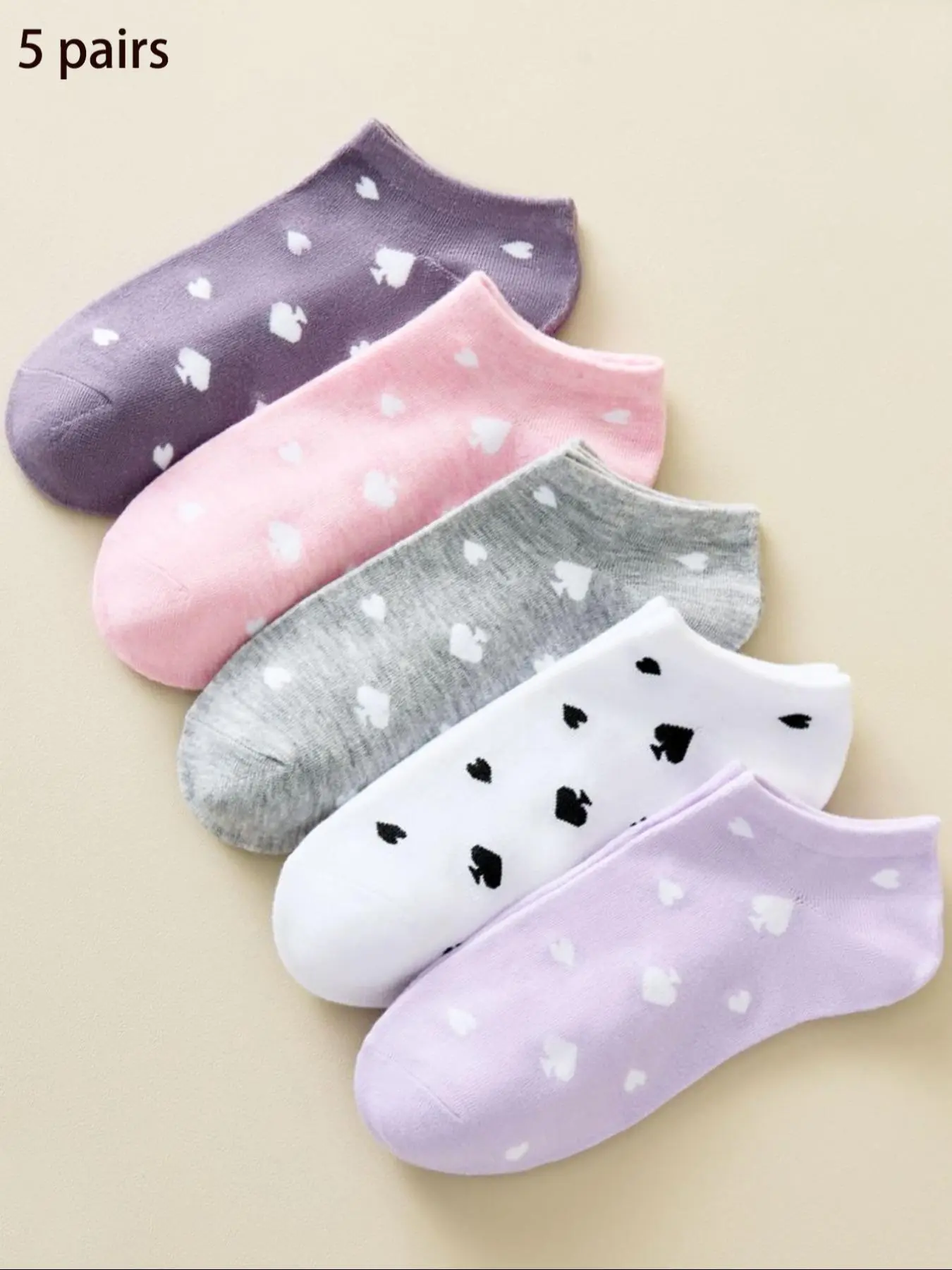 Women's Heart Print Ankle Socks, Casual Moisture Wicking Low Cut Socks, Soft Comfy Breathable Socks for All Seasons Daily Wear