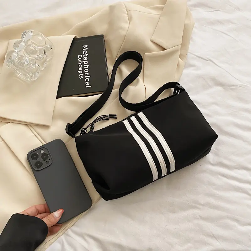 Túi Vải Nylon Oxford Cho Nữ, Túi Đeo Chéo 3 sọc Vai, Thường Ngày, Thể Thao, Hobo, Túi Kẹp Nách Mỹ, Mới Đeo Vai Bag Kem Tote Da túi  3  sọc 3