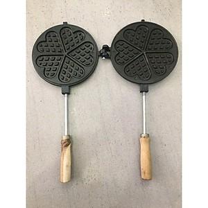 khuôn bánh kẹp tàn ong chống dính nhỏ 14cm HA tay cầm Gỗ 0
