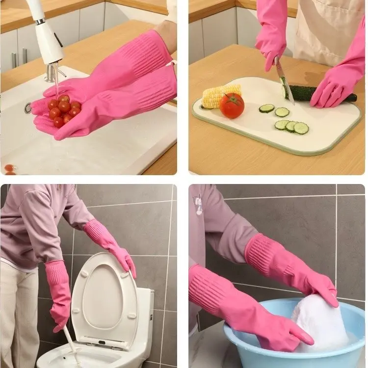 Găng Tay Cao Su Siêu Dai Gia Dụng VH 38cm Bao Tay Thiên Nhiên An Toàn Cho Da - QHshop Đồng Rửa Bát 5