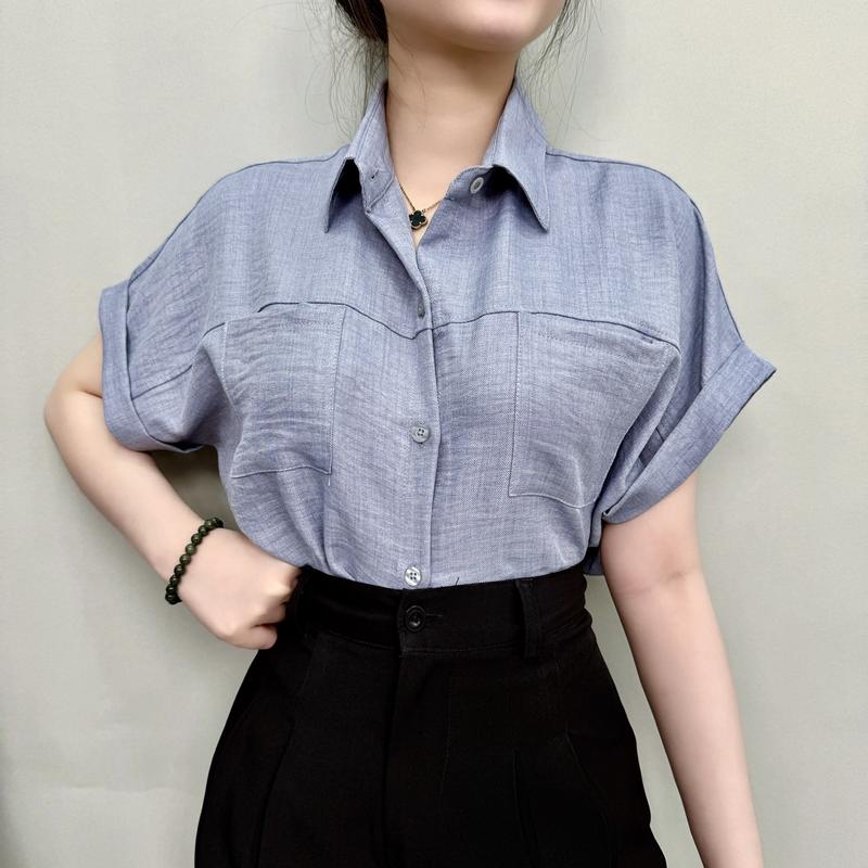 Product Introduction of Áo Sơ Mi Nữ Tay Hến Phom rộng Chất Đũi Jean 2 Túi, AMI69 2