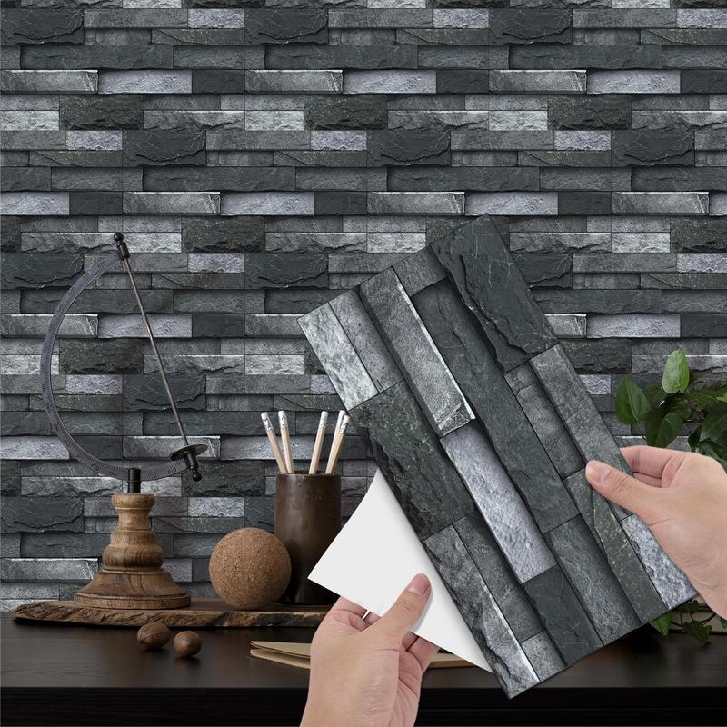 3D Brick Pattern Wallpaper Sticker, 24pcs/set Creative Modern Removable Tile Wall Sticker, Self Adhesive DIY Waterproof Wall Sticker Room Decor, Living Room, Home 0
