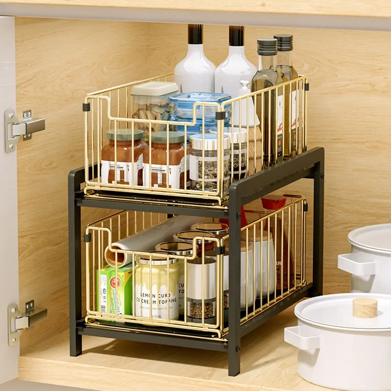 Rak Dapur Bawah Wastafel Kitchen Rack Rak Kabinet Lemari Dapur Keranjang Geser Laci Rak Tarik Rak 1