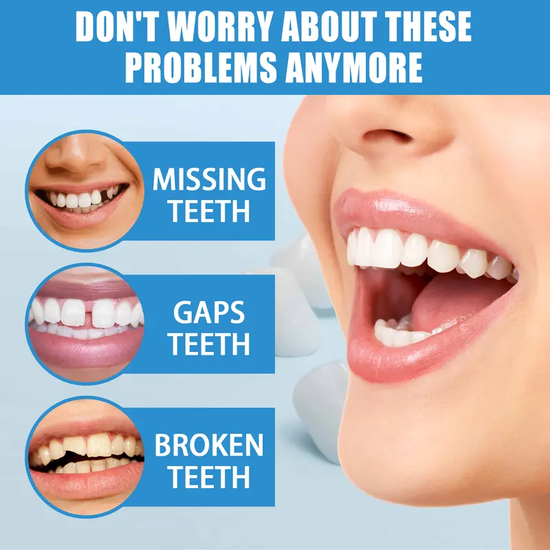 Jaysuing Moldable False Teeth, Film And Television Makeup Dentures Modified Dentures False Dentures Broken Teeth Temporary Dentures 5