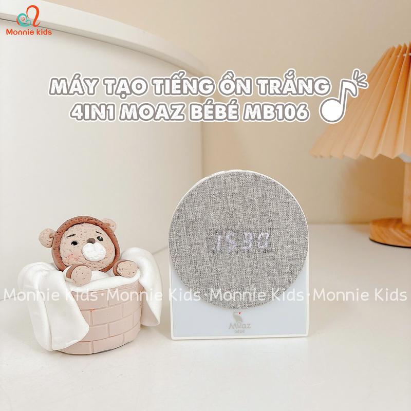 Máy tạo tiếng ồn trắng Moaz BeBe MB106 cho bé có đèn ngủ kết hợp báo thức, kết nối bluetooth