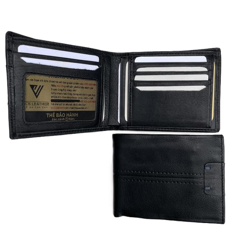 Nam Da Bò, kich thước 9,5cm x 12cm dáng ngang, bóp da được làm từ da bò cật, với 1 ngăn kéo khoá, 14 ngăn phụ, đựng các loại giấy tờ tuỳ thân cũ mới Wallet Chữ Nhật Hình Chữ Nhật Nhung Retro đa chức năng cái ví