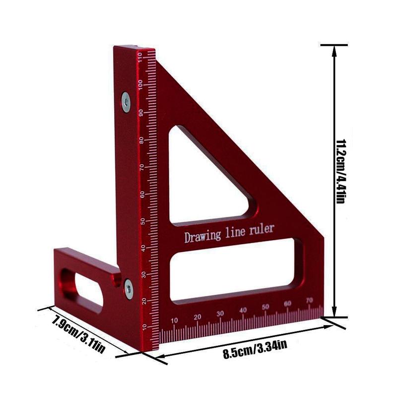 Aluminum Alloy Woodworking Triangle Ruler, 45° Degree Positioning Ruler, Hand Measuring Tool for Home & Office 1