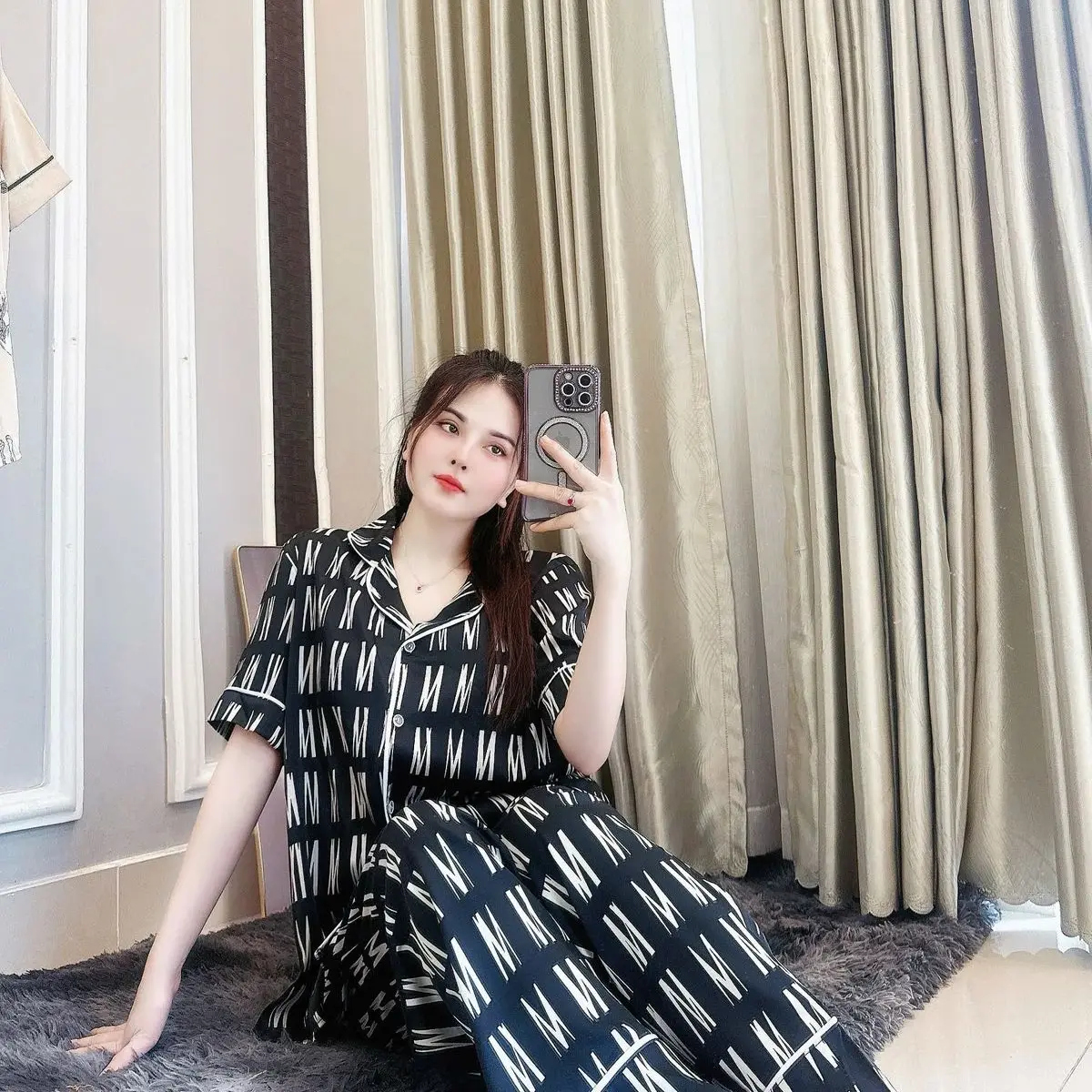 Set bộ pijama giền form rộng thoáng mát chất lụa latin