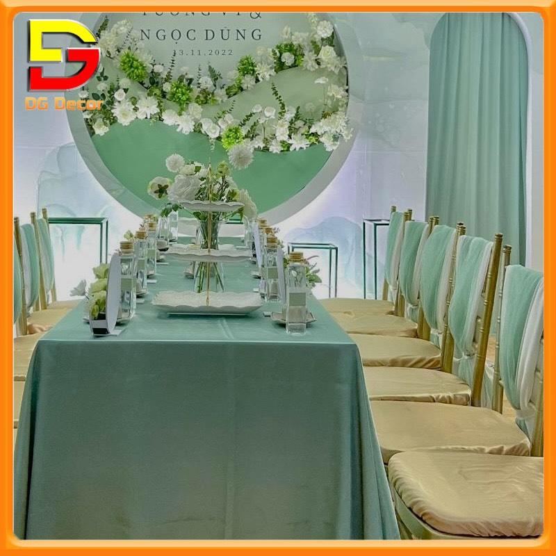 Khăn Trải Bàn Vải Lụa Ngọc Trai Xanh Khăn Vải Khổ 1.9m Sang Trọng Trang Trí Tiệc Hội Nghị DC-759