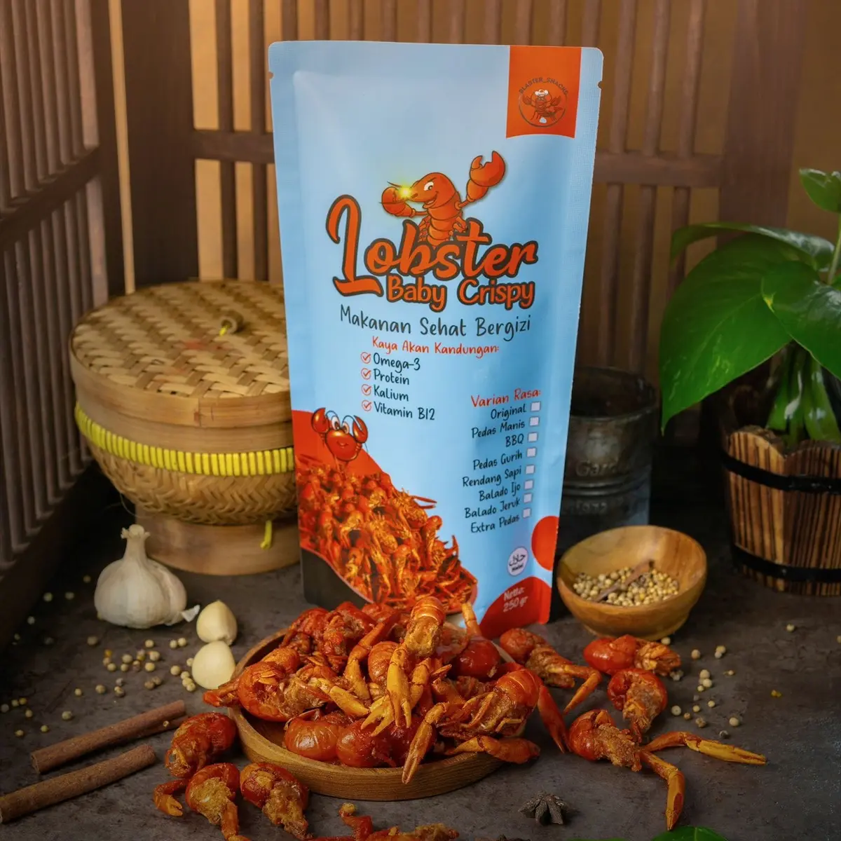 Lobster Air Tawar Crispy 250g snack cemilan