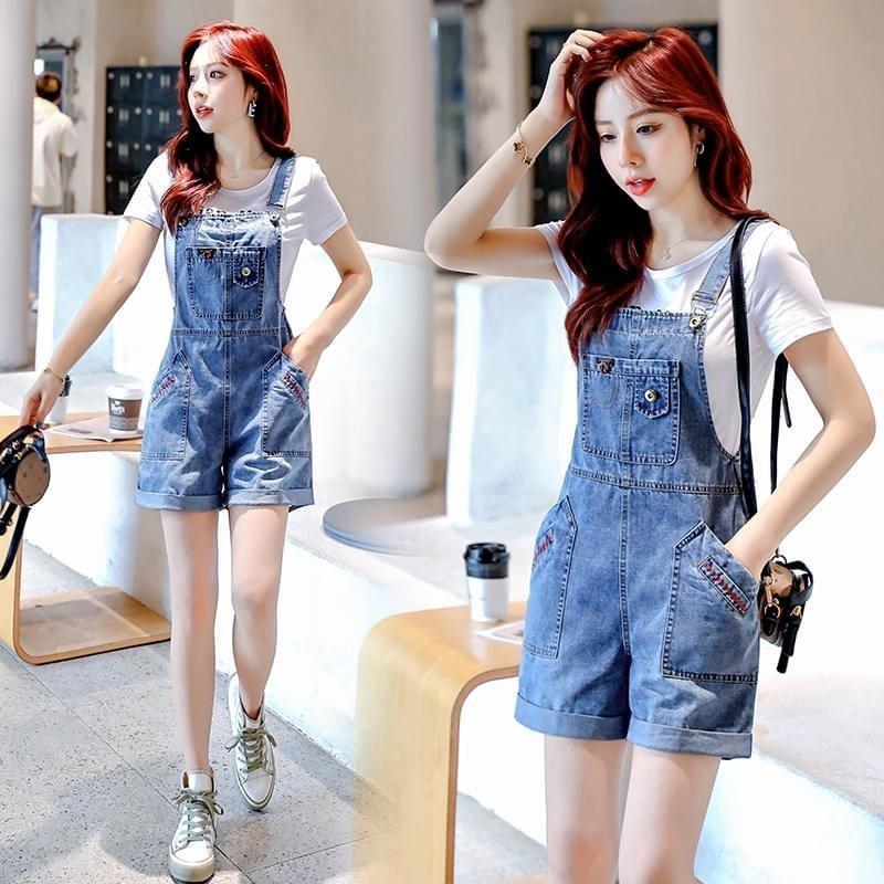 Yếm quần Jean có dây đai điều chỉnh cho nữ 40-60kg 3