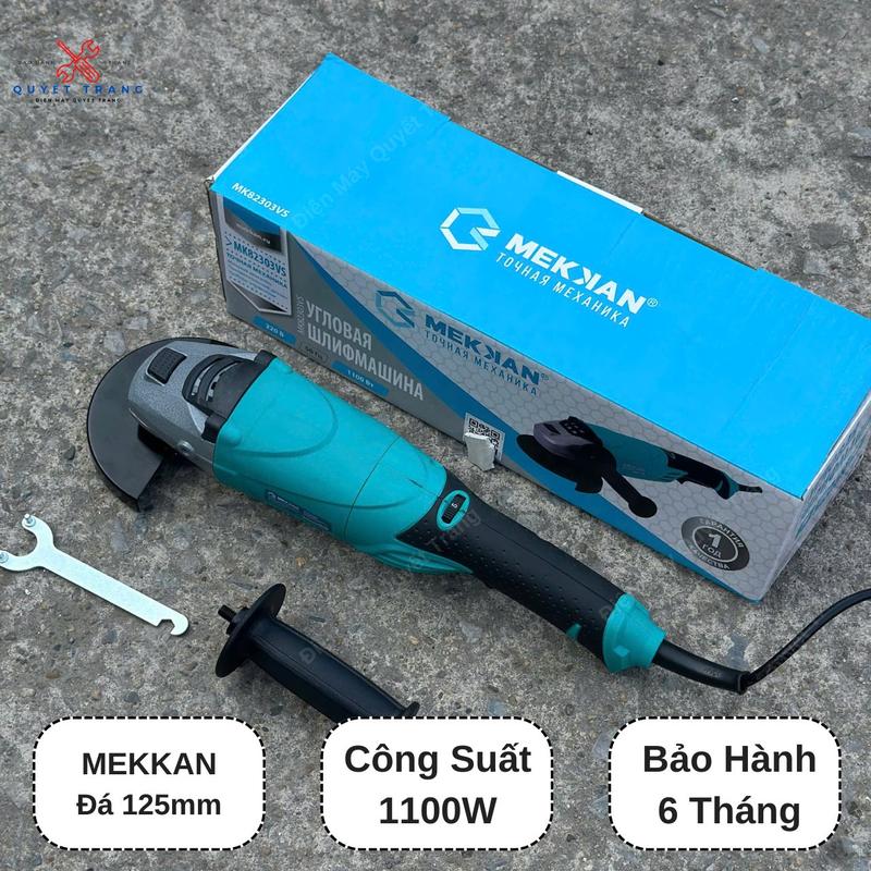Máy Mài Cắt Góc Cầm Tay Đá 125mm MEKKAN Công Suất 1100W 5 Cấp Chỉnh Tốc Chuẩn Dây Đồng Bảo Hành 6 Tháng