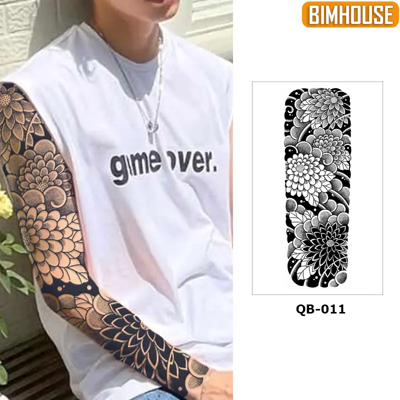 Hình xăm 15 ngày full tay chống nước QB-011, miếng dán hình xăm thảo dược bền màu 0