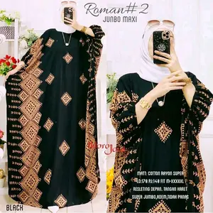 Daster Batik Kaftan Dress Pakaian Wanita Motif Roman Super Jumbo Katun