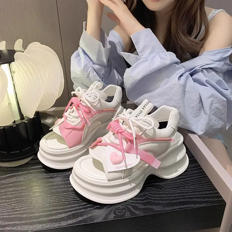 Women's Color Matching Platform Sandals, New All-Match Heightened Love Sports Roman Sandals, European Goods Tide