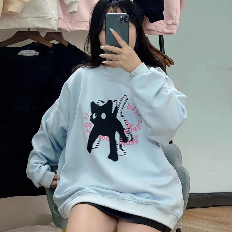 [He.ling] Áo Sweater Bé Mèo Kute - Chất Ép Hàn - Phong Các Douyin - SWTMEO Hoodie Nữ Women hồng 3