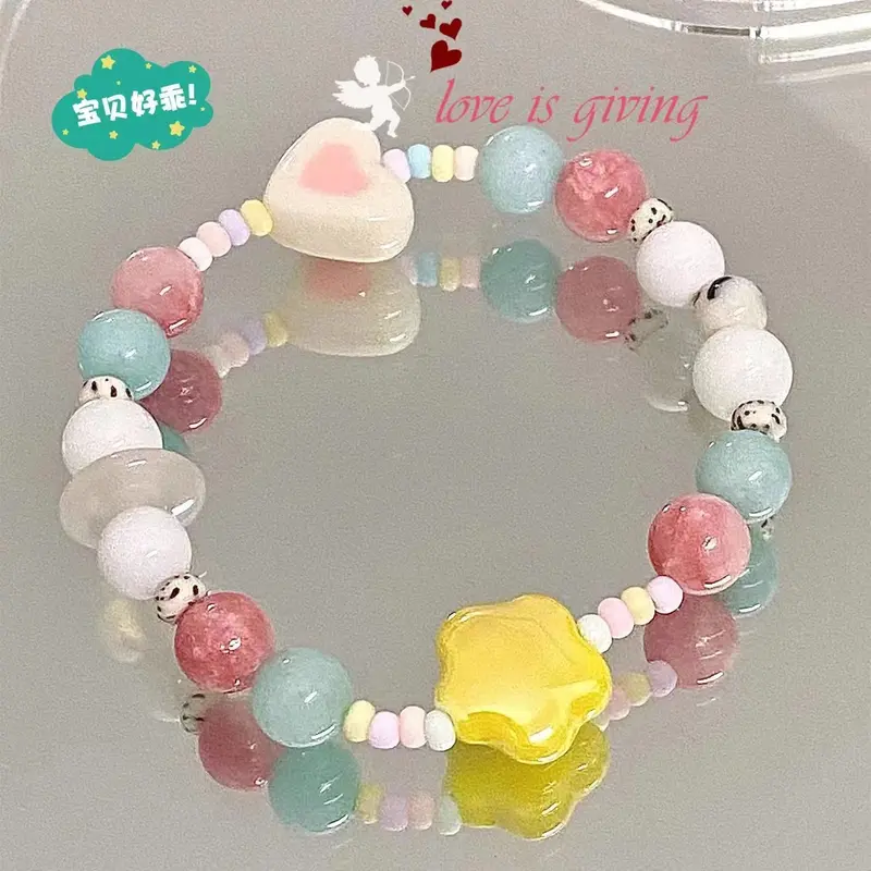 Vòng Tay Co Giãn Ngôi Sao Ngọt Ngào Thiết Kế Đặc Biệt Màu Tươi Mới Đính Cườm Dopamine Cầu Vồng Mùa Hè, Bộ Sưu Tập Năm 2025, Bán Chạy Trong 30 Ngày, 1698 Miếng 5