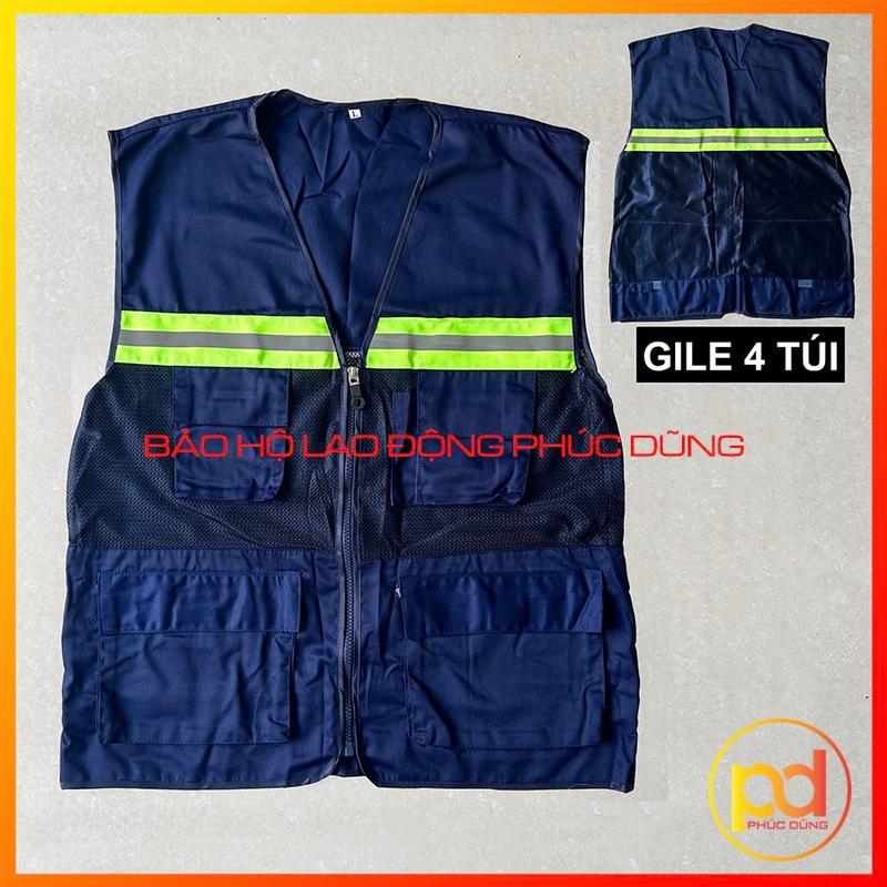 Áo gile kĩ sư công trình nam, áo gile bảo hộ phản quang khoác ngoài, 4 túi hộp tiện lợi thoáng mát thời trang 4