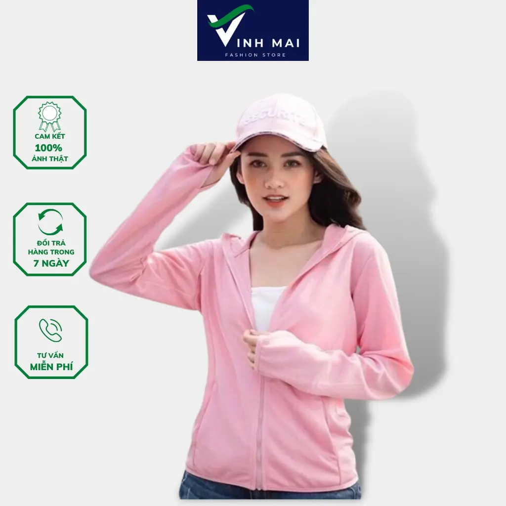 Áo chống nắng nữ bo gấu vải thông hơi cực thoáng mát kèm túi cuộn, áo chống nắng nữ chống tia uv chất liệu thoáng mát