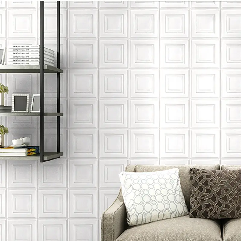 Wallpaper Dinding 3D Motif kotak-kotak 70x70cm 3d Timbil Self Adhesive  kotak 5