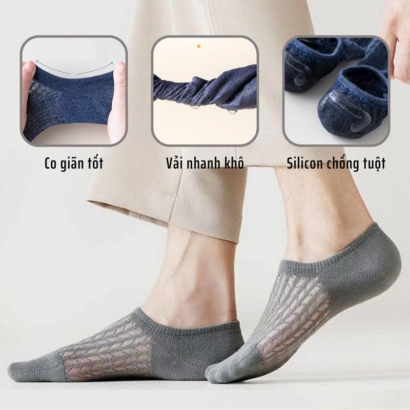 [Combo 5 Đôi] Tất Lười Nam Nữ TL02 Thiết Kế Dạng Lưới Thoáng Khí Chống Hôi Chân 3