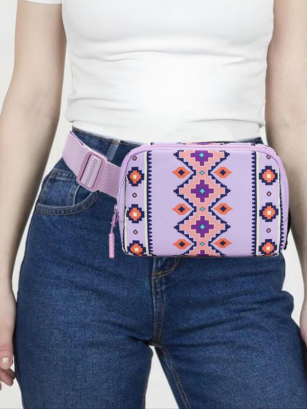 Women's Ethnic Pattern Fanny Pack, Fashionable Zipper Belt Bag for Daily Life, Casual Sports Daily Commuting Bag, Girl Fashionable Shopping Bag 4