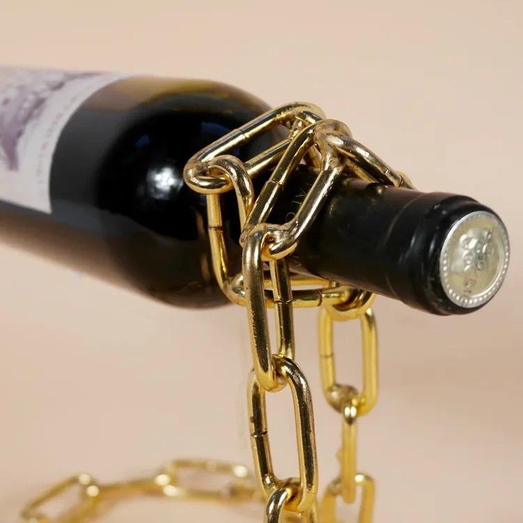 Product Introduction of Magic Suspension Iron Chain Wine Rack Metal Chain Hanging Wine Bottle Holder Bar Cabinet Display Stand Shelf Bracket Home Decor 35