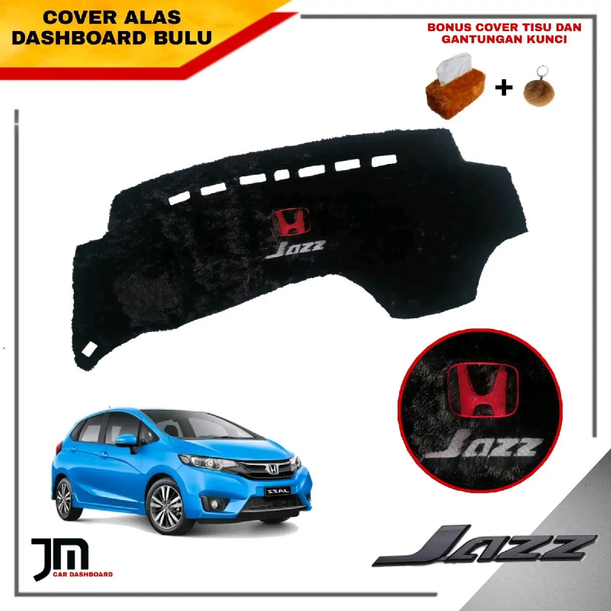 Cover Dashboard Jazz G3 Gratis Tempat tisu bulu dan gantungan kunci bulu