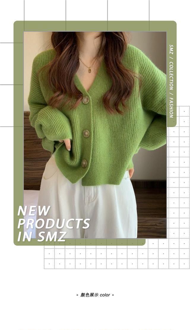 Product Introduction of Áo Cardigan Len, Cổ Chữ V, Dáng Rộng Rãi Và Phong Cách Lười Biếng, Dài Tay, Áo Len Mùa Thu, Áo Khoác Nữ, Hàng Mới Về Thu Đông 2024 Top Women 8