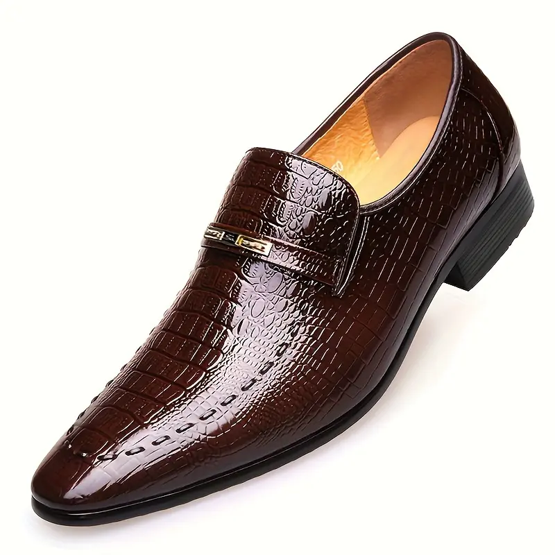 [Crocodile-Embossed] Men's Black Oxford Loafers |     Crocodile-Embossed Texture,-Tone Metallic |     Comfortable Rubber Sole |     Slip-On Dress Shoes |     Casual Business Formal Occasions 3