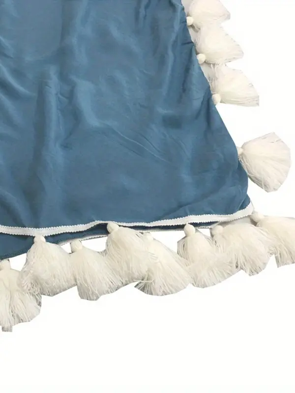 Women's Patchwork Fringe Trim Batwing Sleeve Arabian Robe Dress, Elegant V Neck Half Sleeve Long Dress for Daily Wear, Ladies Islamic Clothing for All Seasons 8