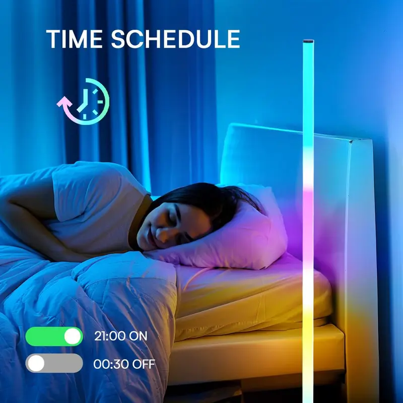 USB Powered LED Floor Light, 1/2 Counts RGB Color Changing LED Floor Light with Remote Control, Decorative Light for Home Living Room Bedroom 3