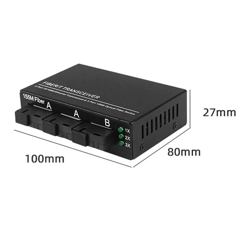 3F2E Fiber Optik Media  Converter Single Mode 2 Rj45 Dan 3 Sc Port 10/100Mbps Asli Import 8