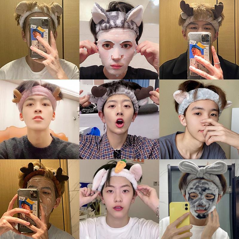 Băng Đô Rửa Mặt, Dành Cho Nam Giới, Băng Đô Mặt Nạ Trang Điểm, Dây Buộc Tóc Co Giãn Phụ Kiện Bàn Tay