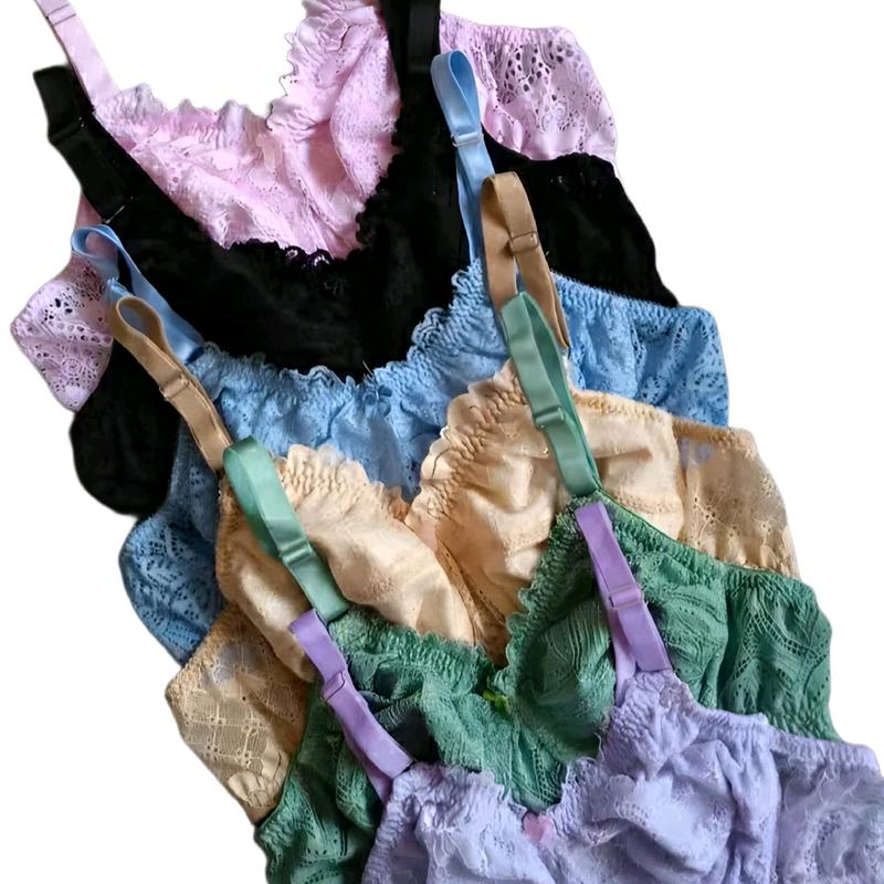 6 pcs bra full brukat bh bidadari tanpa busa pakaian dalam wanita grosir Tipis Motif bra bh Dewasa miniset jumbo 6