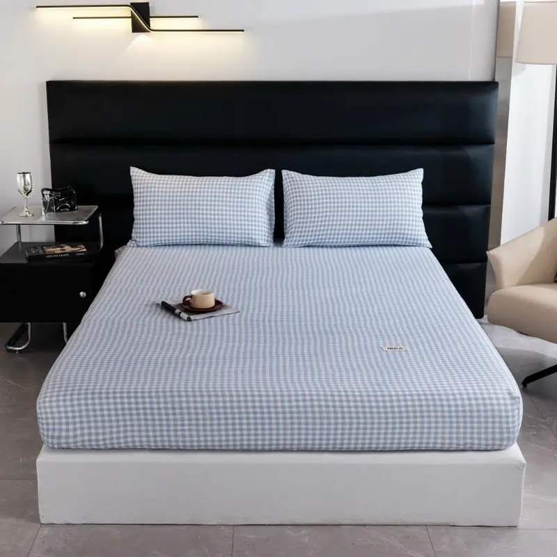 Bộ ga gối 3 món bọc đệm cotton đũi, ga giường đũi cotton kèm 2 vỏ gối chất liệu mềm mại 8