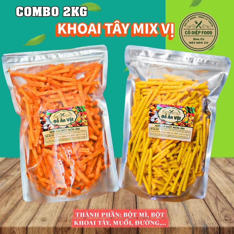 ComBo 1KG/2KG Snack Khoai Tây Ống Mix 2 Vị / Khoai Tây Lát Trứng Muối , Rong Biển, Mắm Hành