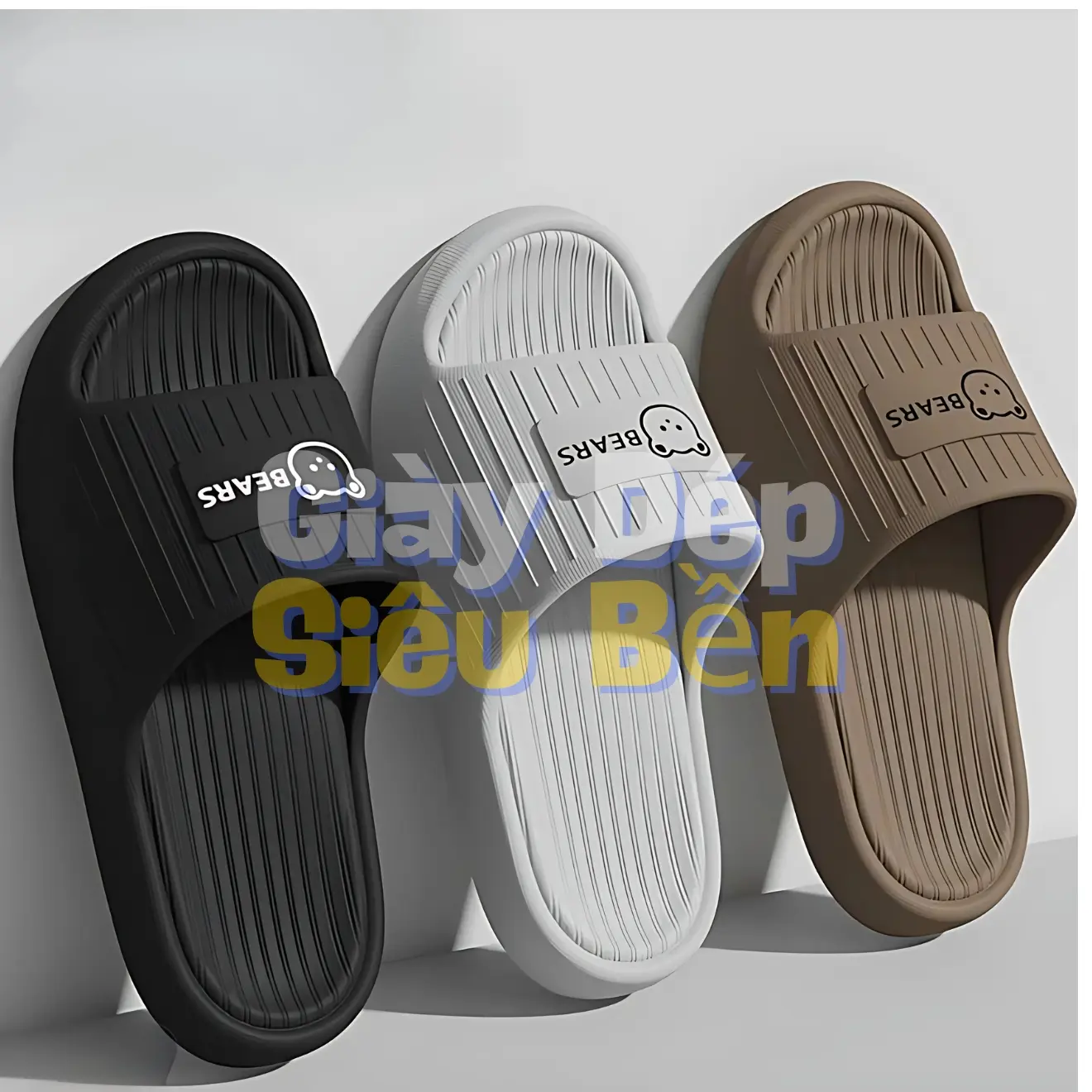 Dép Bánh Mì Gấu Bears Cặp Đôi, Nam Nữ Thời Trang Chống Trơn Trượt, Chống Thấm Nước, Siêu Bền Mềm Êm, Đủ Size DéP Đế Bằng Slipper